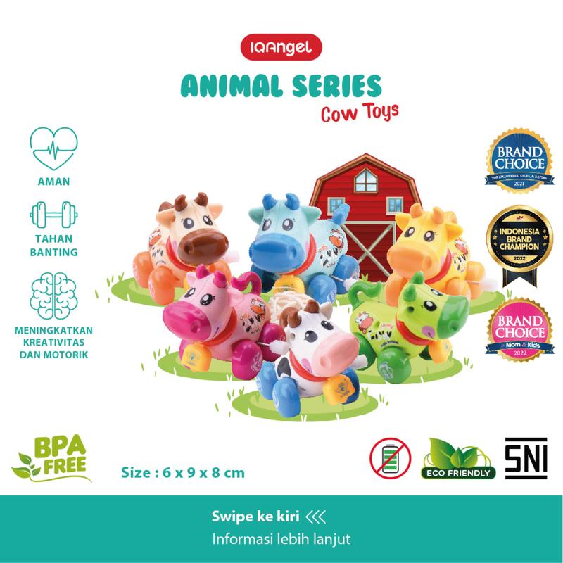 IQANGEL Cow Toys / Mainan Edukatif Bayi / Mainan Motorik Anak / Mainan Bentuk Sapi / Mainan Karakter Hewan / Mainan Hewan Lucu / Mainan Edukasi Anak / Mainan Putar 1