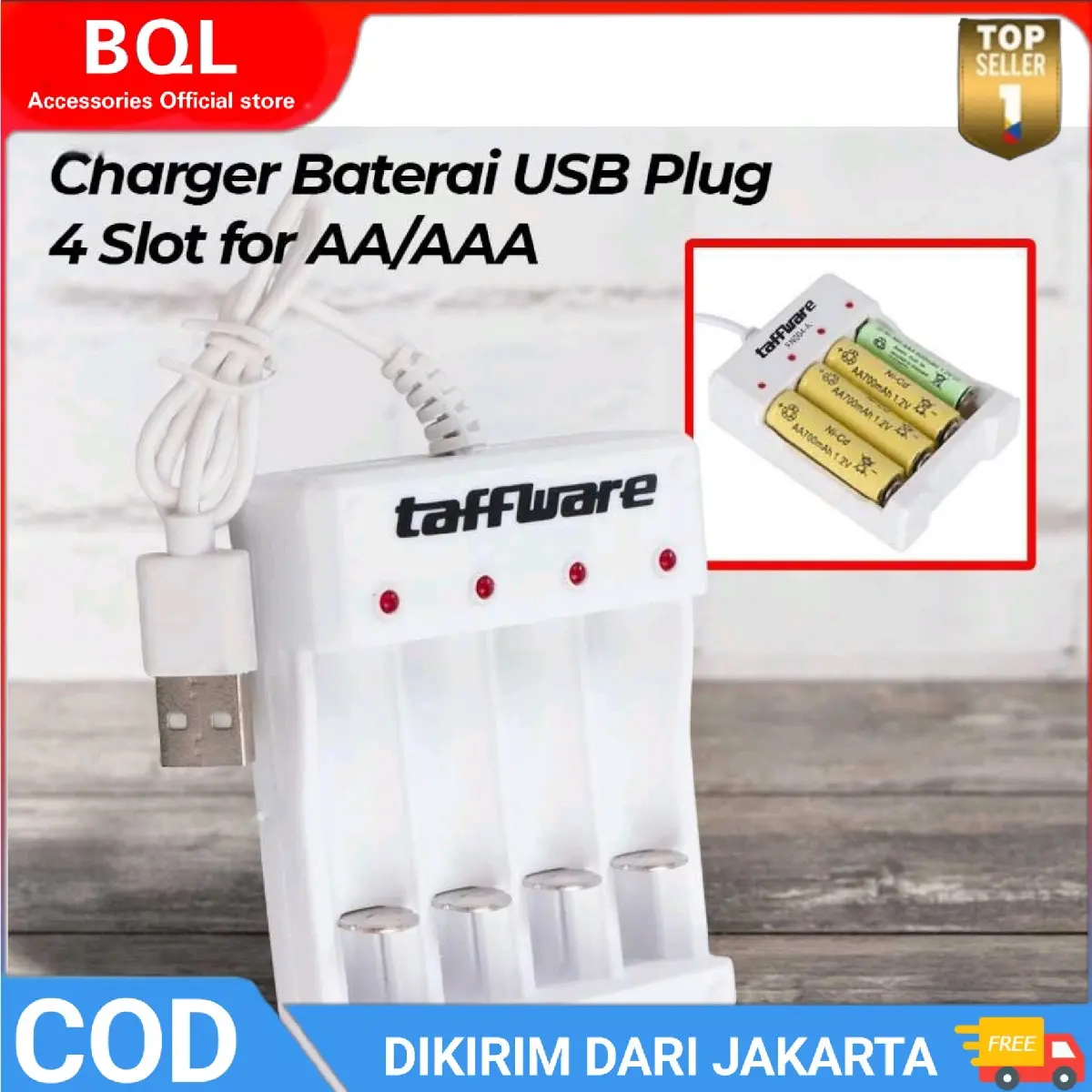 Cas Baterai AA/ AAA Taffware Charger Baterai USB Plug 4 slot for AA/AAA - B-04