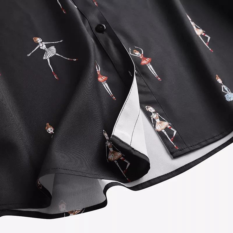 Product Introduction of Women's Human-Shaped Printed Shirt Long-Sleeved Summer Tunic Casual Shirt 9
