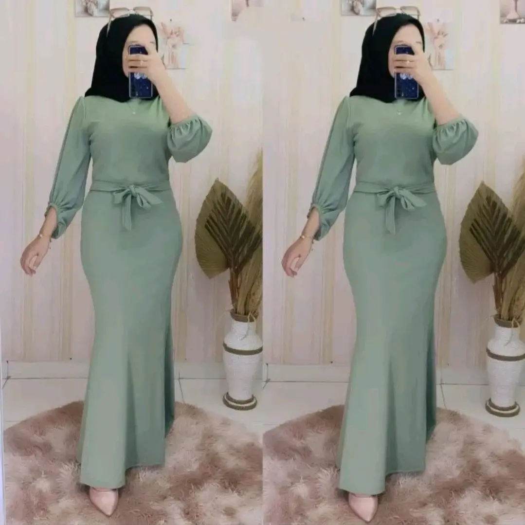 gamis mahalini mermaid cringkle airflow Premium// dress kondangan Crinkle Muslim Panjang Wanita