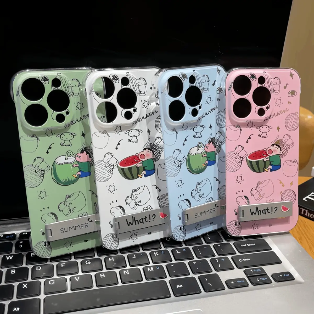 Ốp Điện Thoại Shinchan Dưa Chuối Dừa, Dành Cho iPhone 15, 14, 13, 12, 11, Pro Max, XR, X, XS Max, 15Plus, 14Plus, Ốp Có Giá Đỡ, Ốp Lưng Chống Sốc Phụ Kiện Case