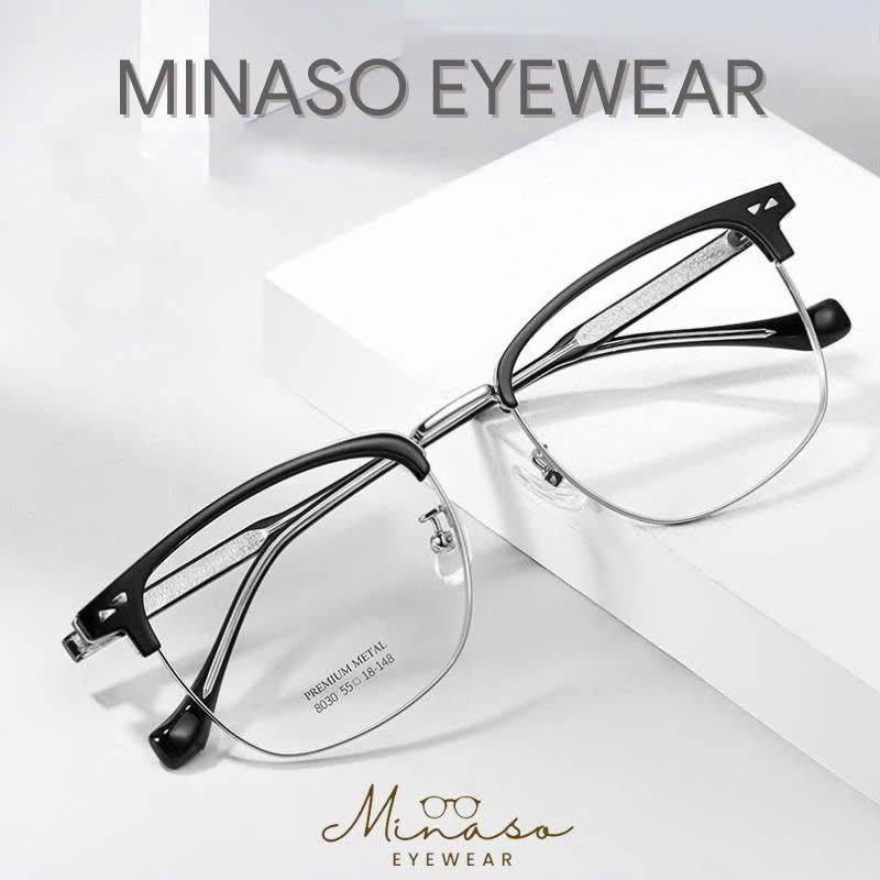 Gọng kính cận nữ viền nữ nam sang chảnh, tri thức chống tia UV và ánh sáng xanh gọng hợp kim chắc chắn thay được tròng cận MINASO 537