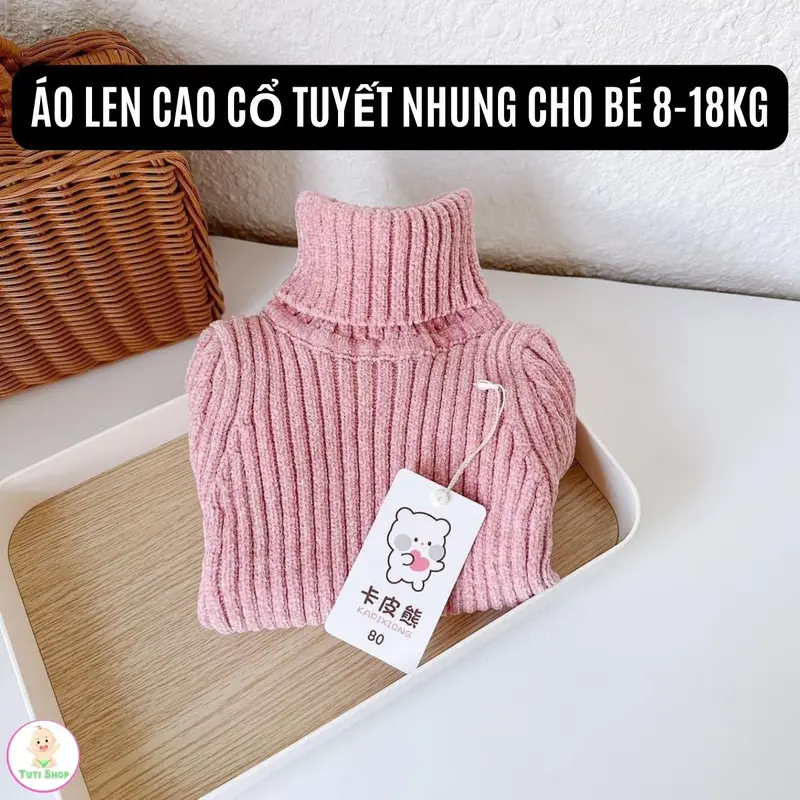 Áo Len Cao Cổ Tuyết Nhung cho bé Bé 8-18kg - Chất Lượng Cao Cấp 0