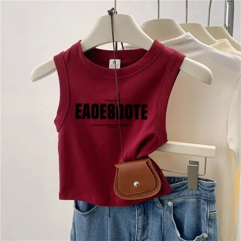 Women's Vest Sweet Cool Spicy Girl Outer Wear Short Vest Summer New Sleeveless Top Vest Suitable for Exercise and Outings