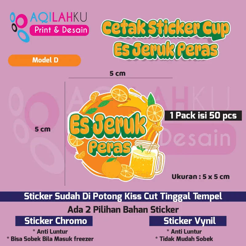 Stiker label cup ES Jeruk Peras  | 1 Pack isi 50 pcs Ready Stock 4