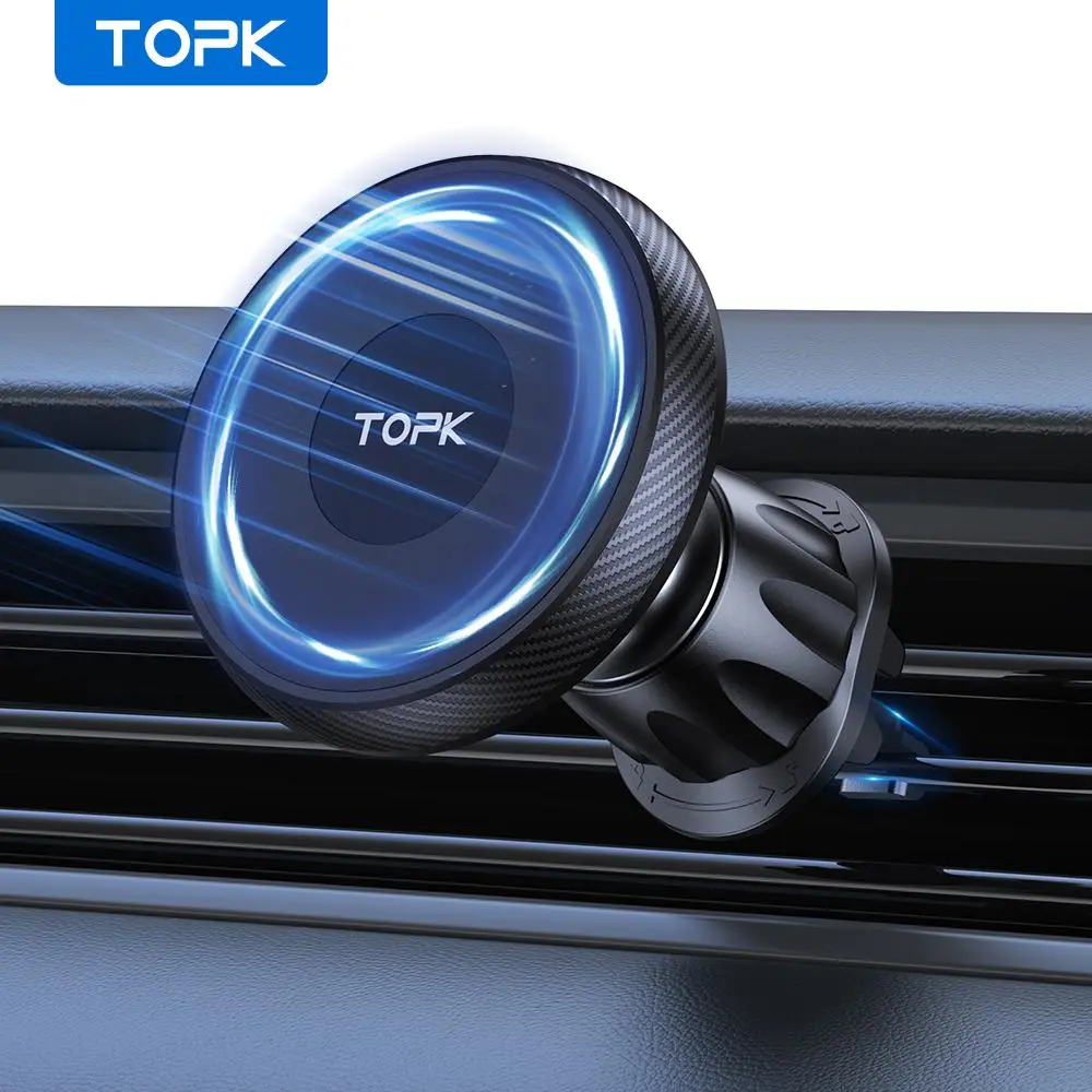 TOPK Magnetic Car Phone Holder, Powerful Magnetism Car Phone Mount, Universal Car Interior Accessories for Most Smartphones