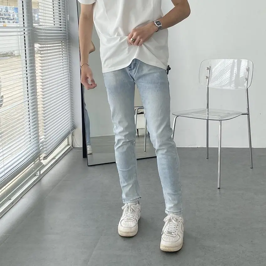 Quần jean nam xanh nhạt  hình chụp thật 5678 Menswear Cotton Pants Có Túi