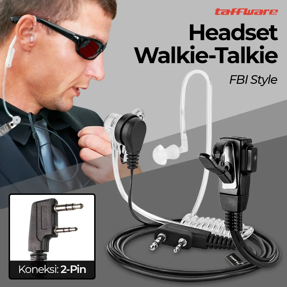 Headset Earphone FBI Style Air Duct untuk Walkie Talkie - C93A - Black Ht