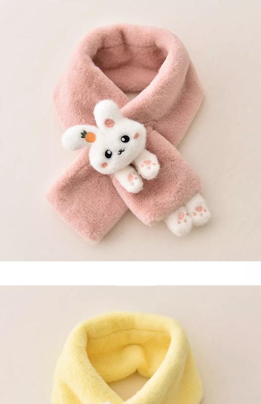 Product Introduction of Korean Women's Lovely Cartoon Rabbit Rabbit Fur Cross Plush Scarf Girl's Winter Neck Protection Thick Warm Fake Neck Bib 11