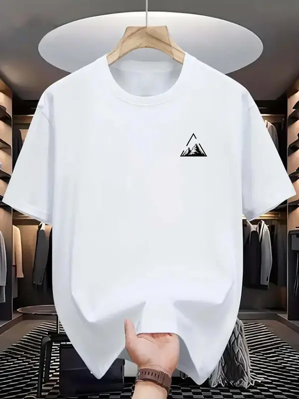 Men's Regular Fit Mountain Print Round Neck Graphic Tee, Casual Short Sleeve T-shirt for Summer, Graphic Tees, Men's Top for Daily Wear, Menswear, Tshirt 6