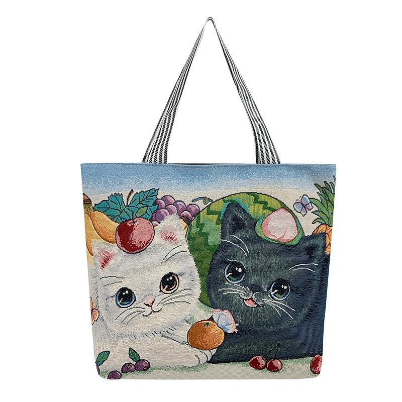 Túi vải tote thêu thổ cẩm có khóa kéo cỡ lớn đựng đồ đi làm đi học size 45cm 3