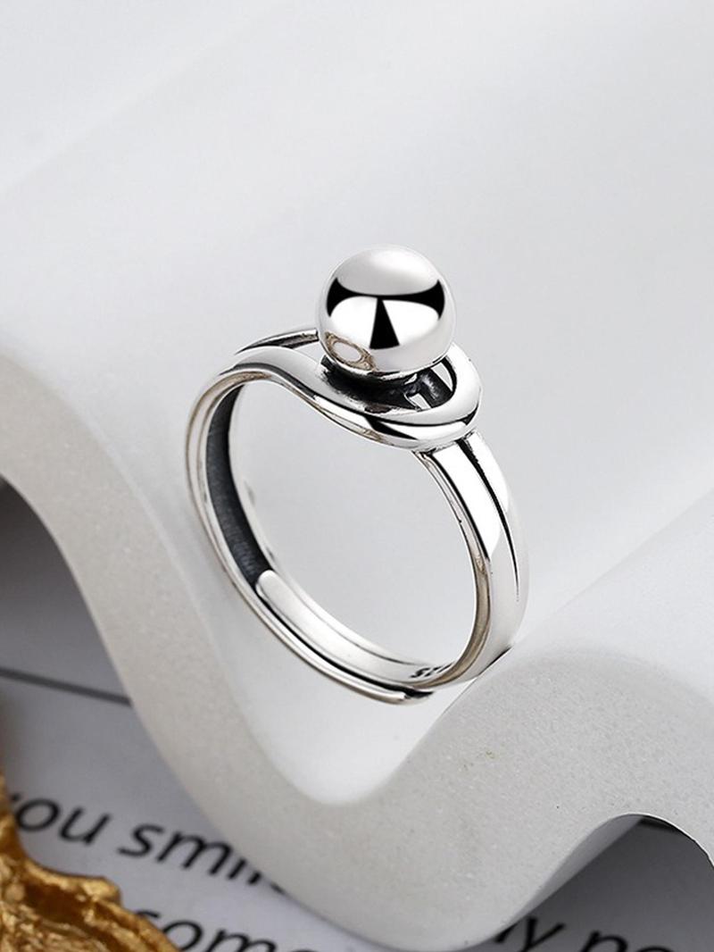 Product Introduction of 925 Sterling Silver Simple Fashion Ball Design Ring, Adjustable Ring, Fashion Jewelry Accessories for Women & Men 4