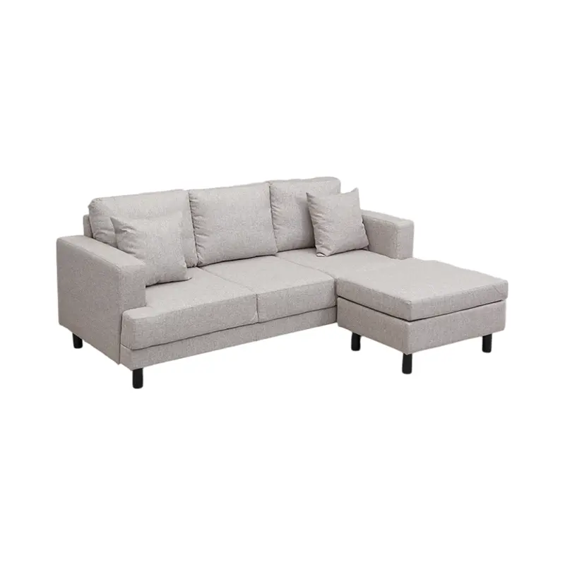 SELMA GLIVEL SOFA FABRIC 3 SEATER DENGAN BANGKU - COKELAT ASH 1