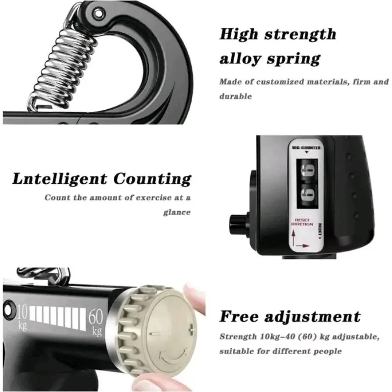 Handgrip Hand Grip 10-100KG Alat Bantu Fitness Otot lengan Portable 4
