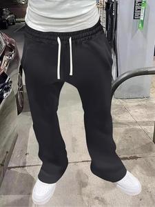 Men's Solid Drawstring Waist Pants, Regular Fit Casual Comfy Pocket Pants for Spring & Fall, Men's Trousers for Daily Wear