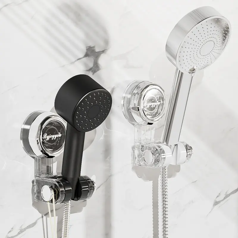 Corrugated Suction Cup Shower Bracket Household Shower Rack Fixed Artifact Punch-Free Nozzle Movable Adjustment Pet + Abs Material 1Pcs