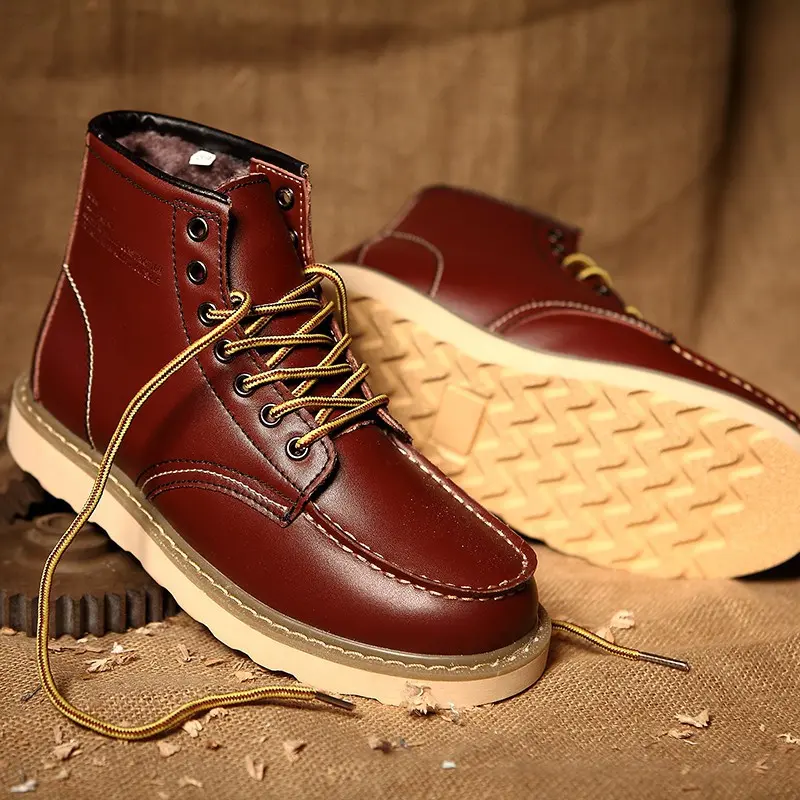 ☆ ☆ 35-44 kasut mendaki Lelaki, but Martin, but motosikal, but koboi, but buku lali kulit lembu Merah Bertali Boots Getah Shoes