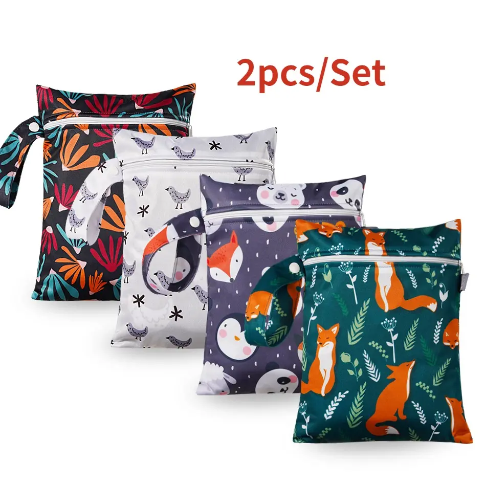 2pcs/Set Diaper Bags Waterproof Wet Bag Reusable Small Maternity Bag Stroller Mommy Bag Nappy Pouch