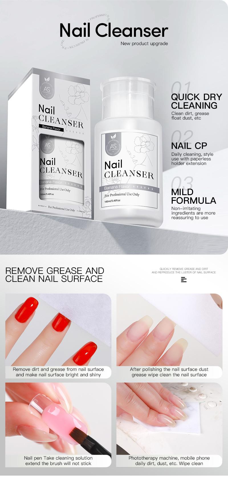 Product Introduction of AS New nail art push bottle cleaning water nail polish remover without hurting nails cleaning liquid dedicated 57