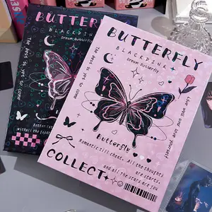 Album Foto Kpop Denim, Buku Pengumpul Kartu Idola, Cover Binder Butterfly Ring, Koleksi Fotokartu Idola