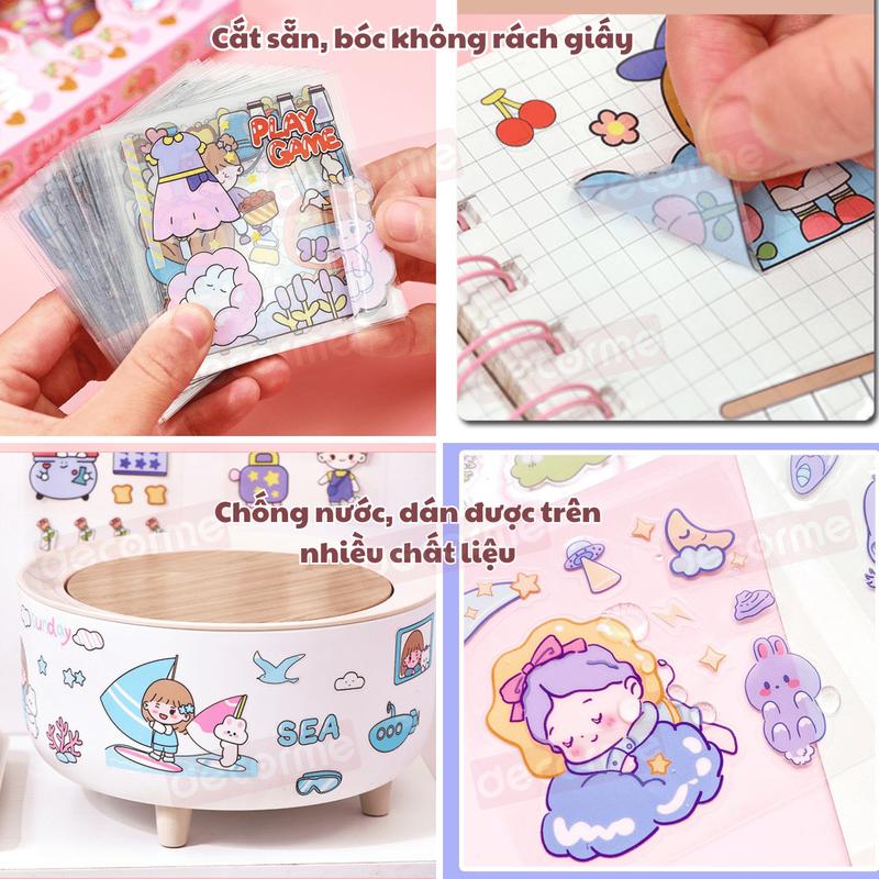 Hộp 100 Sticker Chủ Đề SANRIO cắt sẵn sticker color palette phụ kiện trang trí BUKA 4