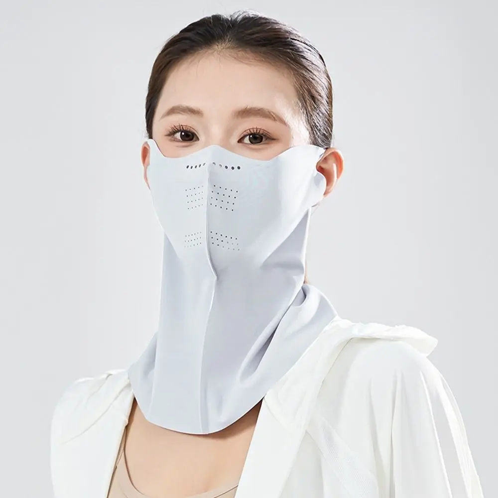 Breathable Sunscreen Face Scarf Ice Silk Mask Face Mask Solid Color Face Cover UV Protection Summer Face Gini Mask Golf