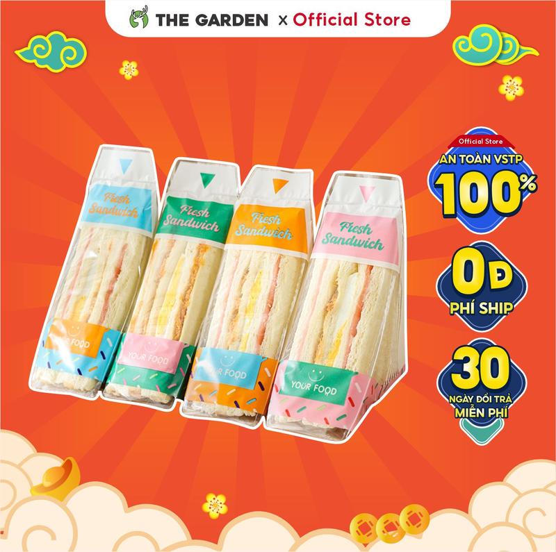 Combo 100 túi đựng bánh mì nilon kẹp bông lan TAM GIÁC sandwich THE GARDEN