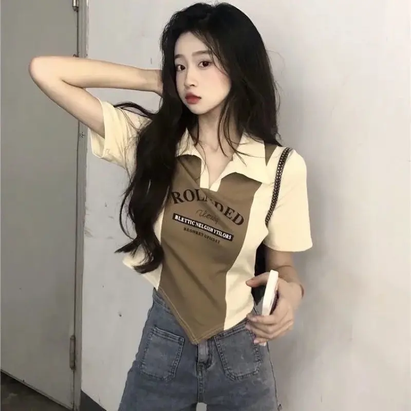 ÁO CROTOP  PHỐI MÀU CỔ TRỤ TINO3 Nữ Polo Women