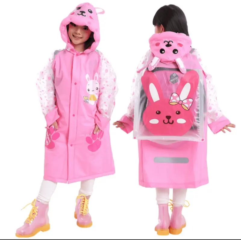 jas hujan viral terusan anak lucu dan imut dengan tas belakang warna hijau biru pink orange