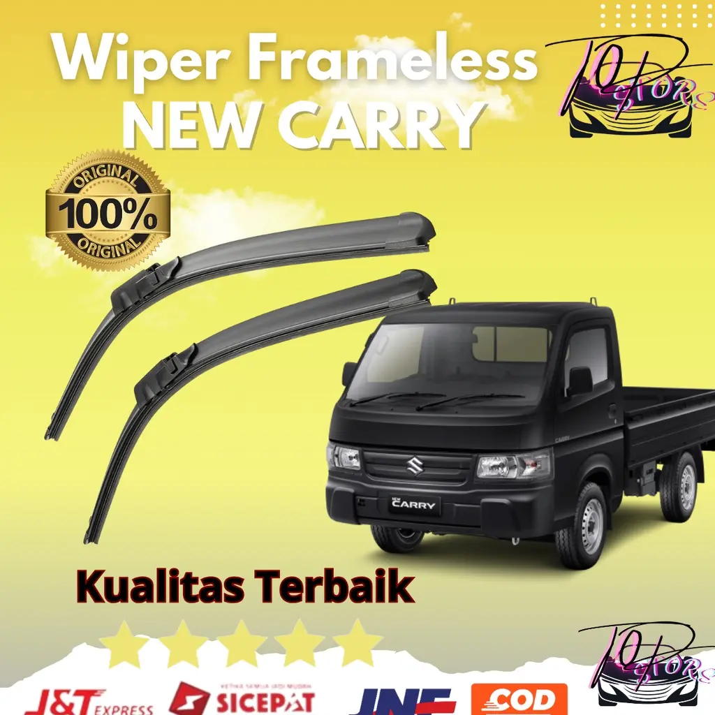 Wiper Mobil Suzuki New Carry Pickup Frameless 1 Set Kiri dan Kanan Tanpa Rangka Besi Blade Kaca Karet