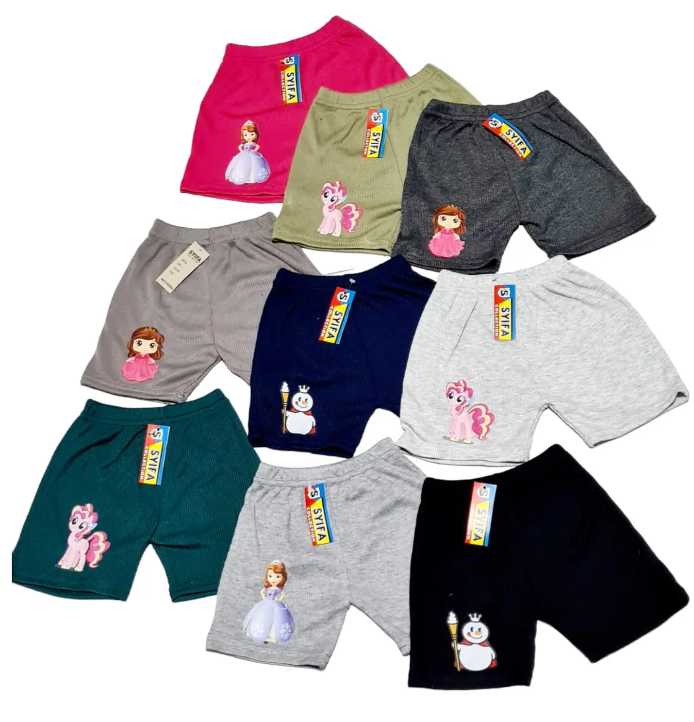 6pcs celana short  karakter anak perempuan 1-5 tahun classic gold bawahan bepergian random