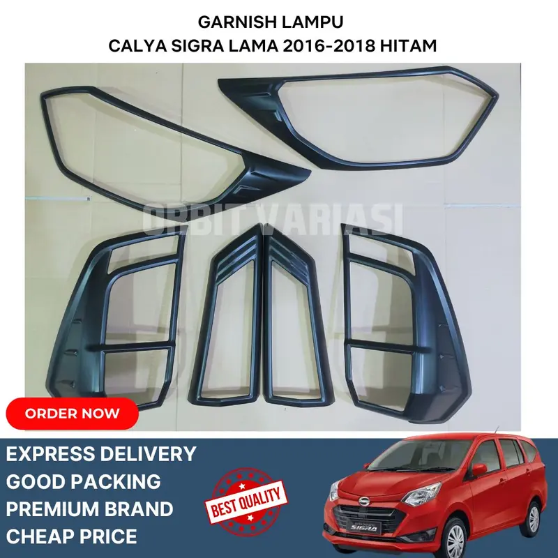 GARNISH LAMPU MOBIL DEPAN BELAKANG CALYA SIGRA LAMA 2016-2018 HITAM 0
