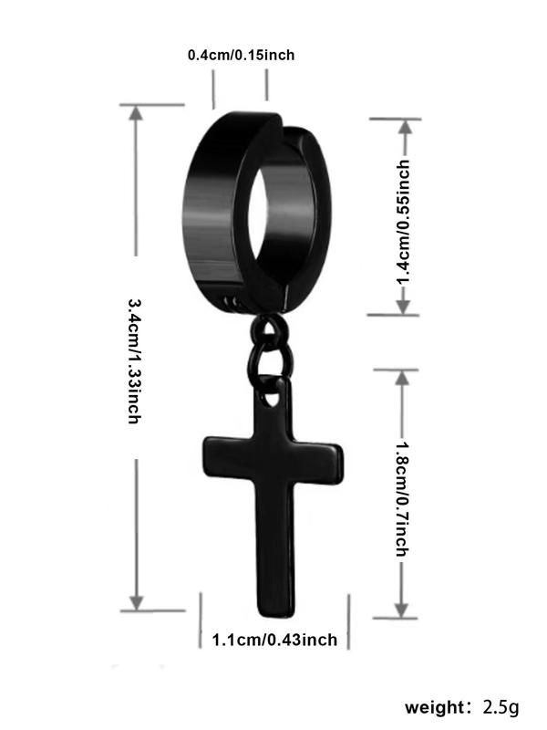 1 Pair Unisex Street Style Simple Plain Cross Design Dangle Earrings, All-match Trendy Dangle Earrings, Fashionable Jewelry for Women and Men for Daily Decoration 1