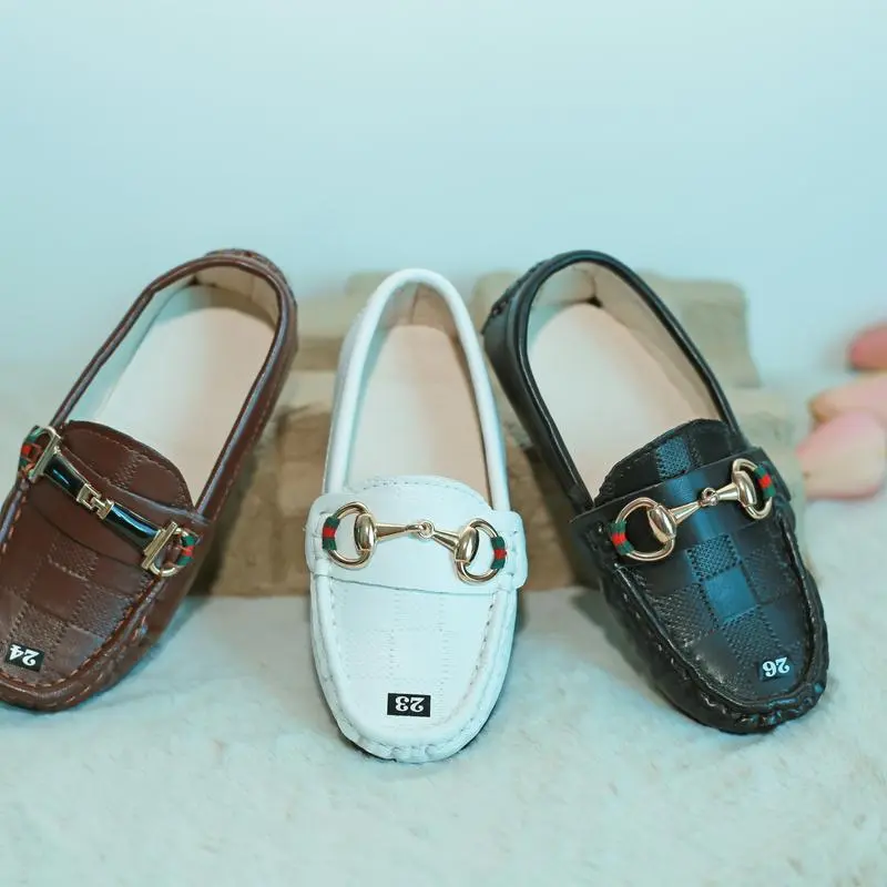Giày Lười- Giày Mọi Bé Trai Bé Gái Khuy Vàng size 21-35 Da PU Mềm-Nhẹ-Êm