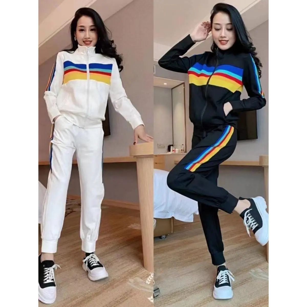 Trang Phục Tập Thể Dục, Áo Cardigan Thanh Lịch Cho Nữ, Quần Bo Gấu, Thời Trang Và Thường Ngày Bộ Đồ Hai Mảnh, Hàng Mới Về Thu Đông 2024, Hợp Xu hướng Women Top Trắng