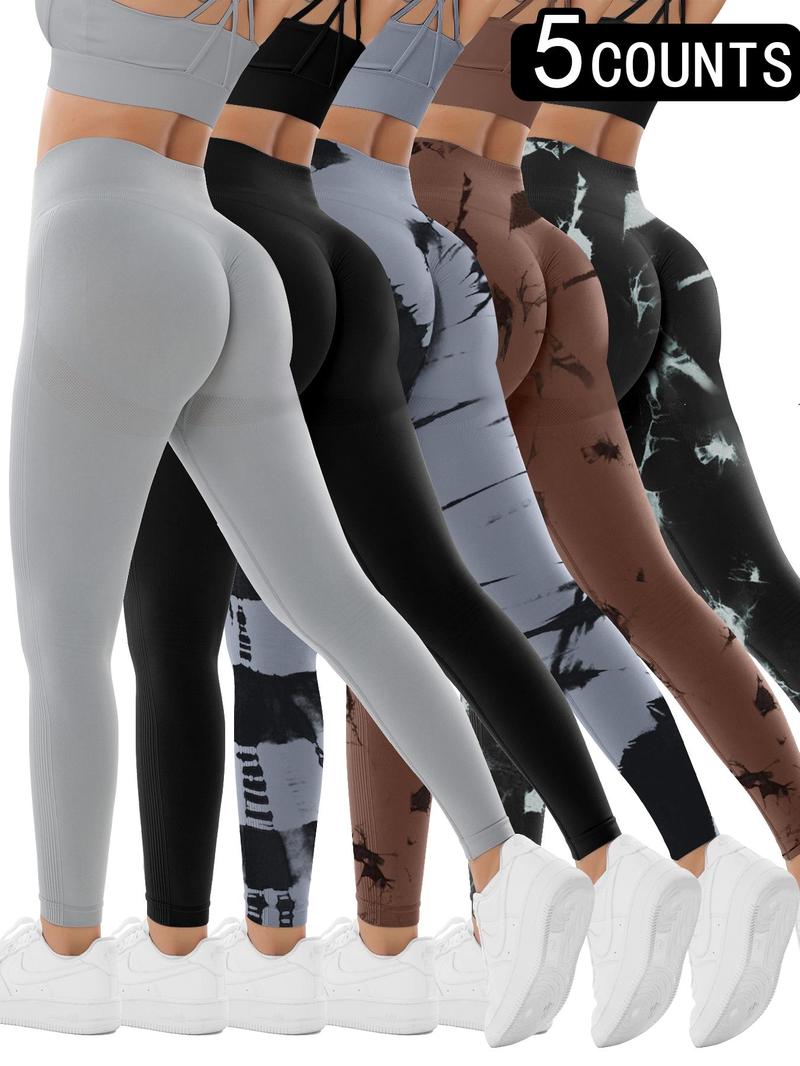Product Introduction of Women's Tie Dye Print High Waist Sports Leggings, Sporty Comfy Breathable Seamless Skinny Pants for Yoga Gym Workout, Ladies Sportswear for All Seasons 7