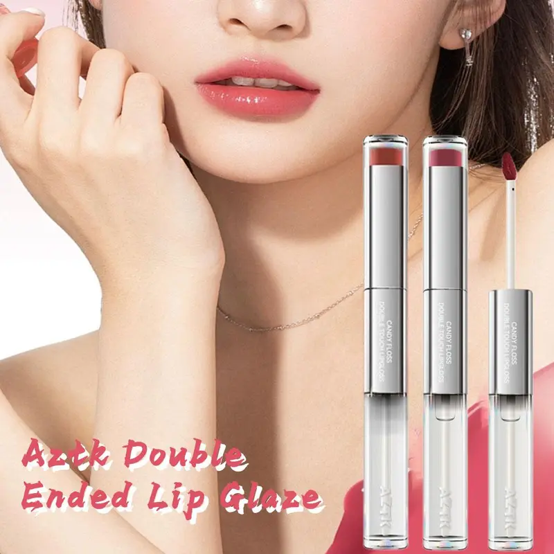 Son Kem Hai Đầu, Aztk, Bùn Môi Nhung Dưỡng Ẩm, Gương, Thích Hợp Cho Học Sinh Nam Và Nữ, Trang Điểm Môi 1
