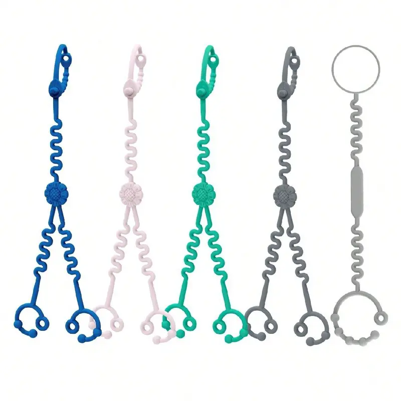 Baby Safety Seat Toy Traction Rope (5 Counts/set), Flower Shaped Adjustable Car Safety Seat Toy Traction Rope, Anti-fall Rope Suitable for Baby Stroller 0