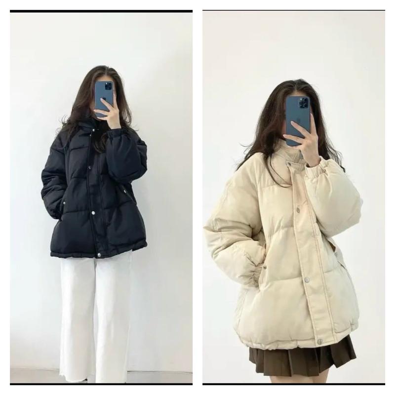 Áo phao béo trơn cao cấp mùa đông Thông thường Nữ ( mũ liền )