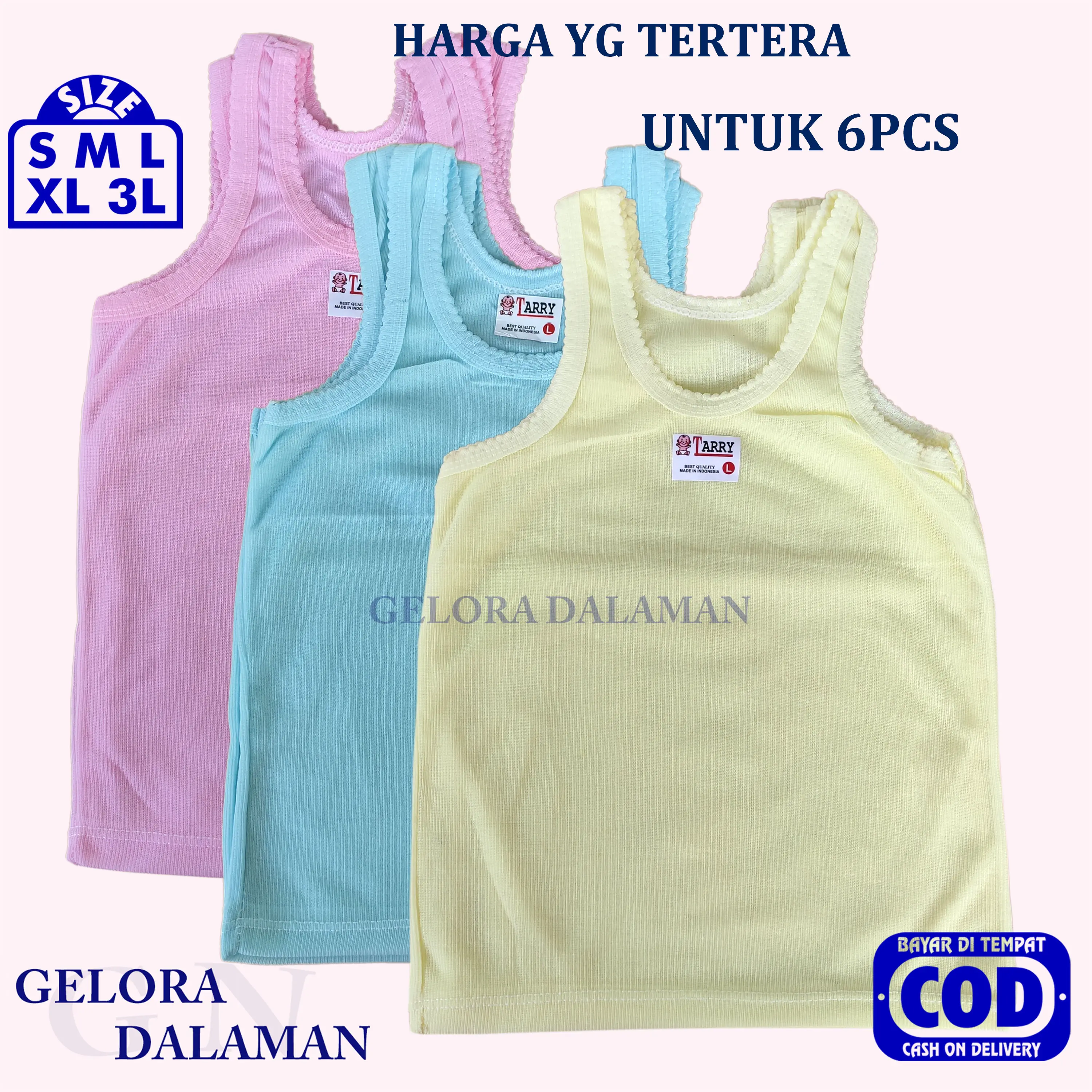 6 Pcs Singlet Anak Kaos Kutang Bocah Kaos Dalam Anak