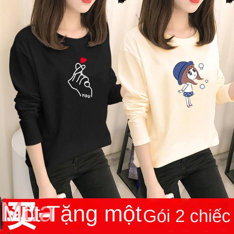 Product Introduction of Áo Thun Dài Tay Dáng Rộng Phong Cách Hàn Quốc, Hàng Mới Về Mùa Xuân Và Mùa Thu, Dành Cho Học Sinh Nữ, Áo Mặc Bên Trong Thường Ngày Áo Dễ Phối Đồ Mua Một Tặng Một Khuyến Mãi Miễn Phí 10