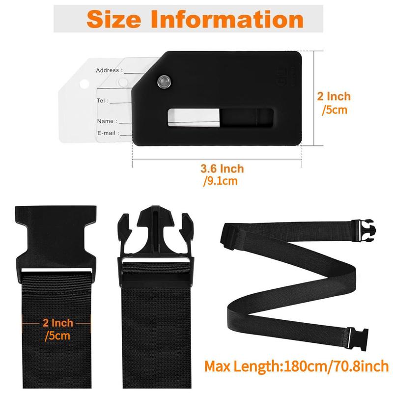 Product Introduction of Portable Travel Set, 4 Counts/set Luggage Straps & Silicone Luggage Tags, Handbag Travel Luggage Tag, for Travel Essentials 10