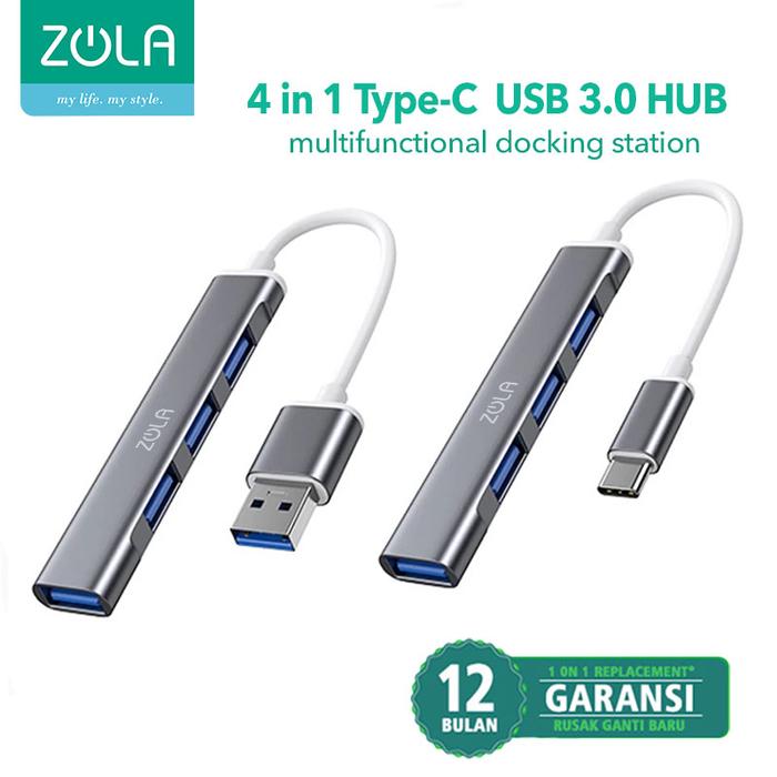 Gambar ZOLA 4 in 1 TYPE C USB Hub 3.0 High Speed 5Gbps USB Type C Adapter OTG dari Zola Indonesia Kota Administrasi Jakarta Barat Tokopedia