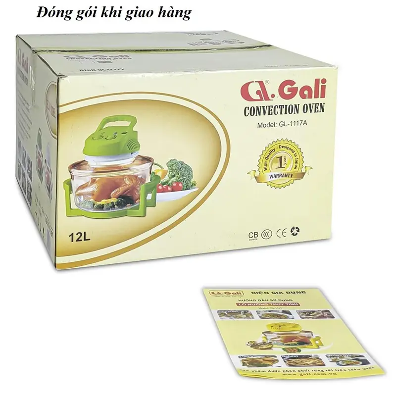 Gali lò nướng thủy tinh, nồi chiên không dầu, lò chân không 12 đến 17 lít, đa chức năng chiên, rã  đông, rang, làm bánh pizza hàng nhập khẩu chính hãng bảo hành 12 tháng 7