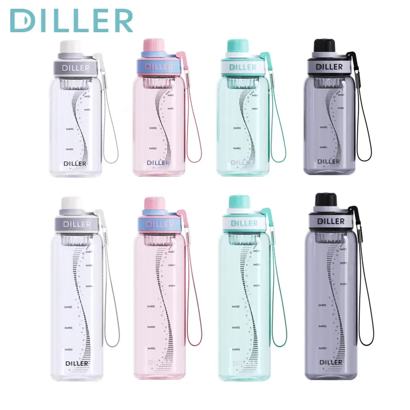 Diller Tritan Water Bottle With Spout Lid, Tea Filter Leak-Proof ...