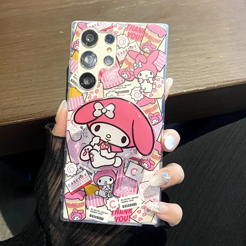 My Melody Pochacco Phone Case with Phone Holder For Samsung S24 Ultra S21 S22 S23 Ultra Note 20 Ultra A05S A15 A35 A55 Shockproof Phone Back Cover for Samsung S24 Plus S21 S22 S23 Plus Back Shell  ​​​​​​​