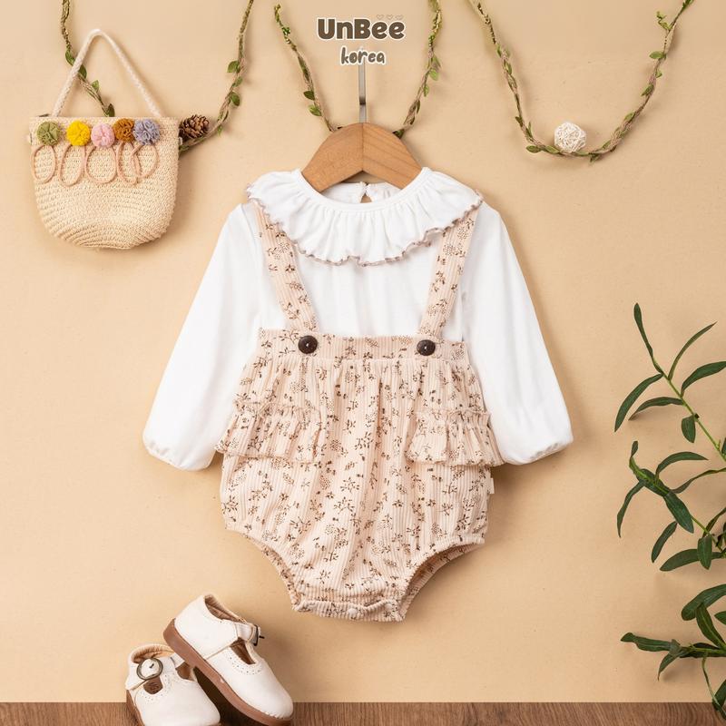 Set Body Yếm Nhung Cổ Bèo Bé Gái UNBEE Tiểu Thư Điệu Đà Style Hàn Quốc Cho Bé (3-12 tháng)