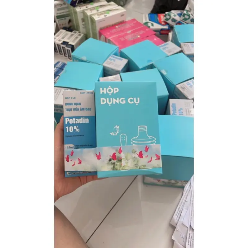 Combo dung dịch thụt rửa + dụng cụ Potadin 10% - Làm Sạch 5