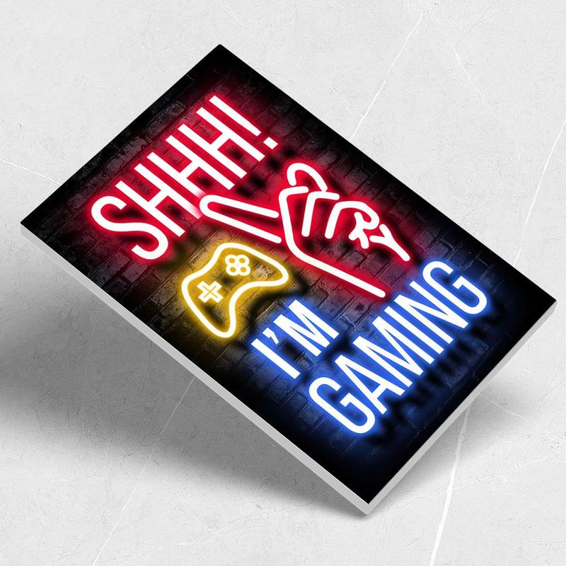 Gamer Letter & Gesture Pattern Wall Art, Creative Wall Decor, Wall Art for Home Living Room Bedroom 1