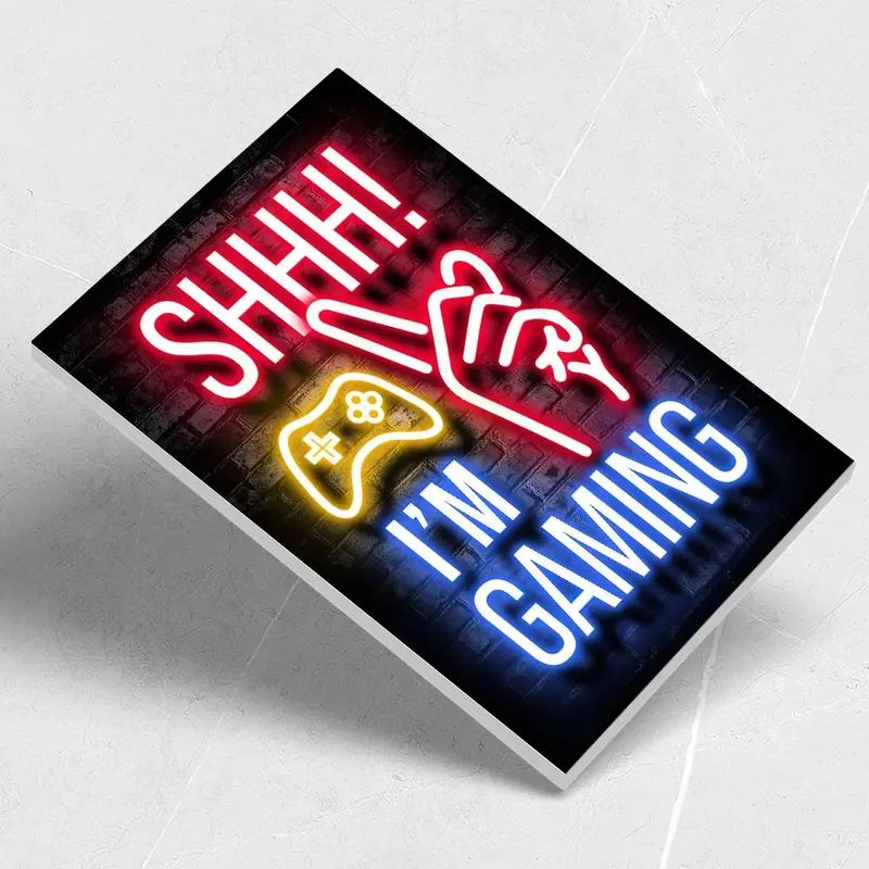 Gamer Letter & Gesture Pattern Wall Art, Creative Wall Decor, Wall Art for Home Living Room Bedroom 1